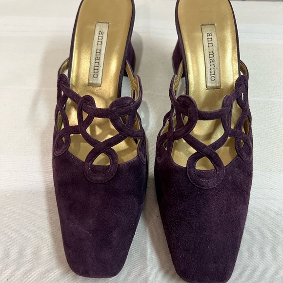 Ann Marino purple suede heel mules size 7M - Picture 2 of 11